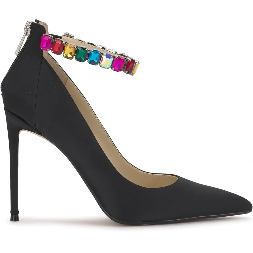 Jessica Simpson Black Heels with Vibrant Gem Strap - Picture 5 of 7